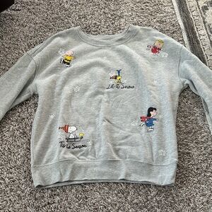 Peanuts Gray Holiday Sweatshirt with Festive Characters